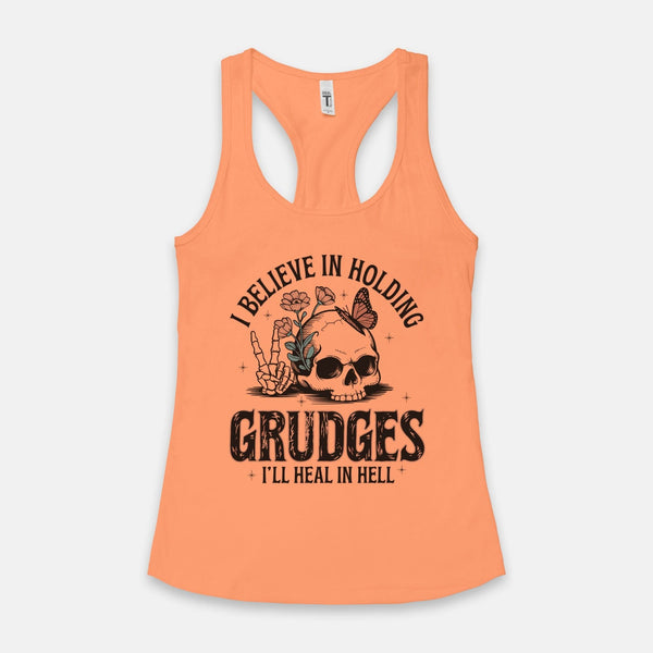 Women's Skull I Believe In Holding... Racerback Tank Top