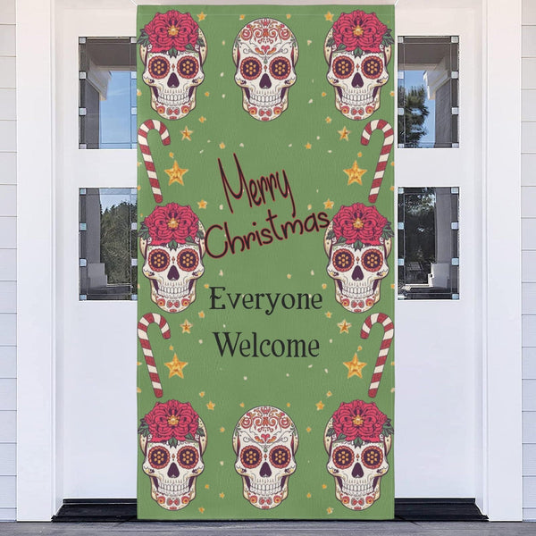 Skulls With Candy Canes - Merry Christmas - Door Banner