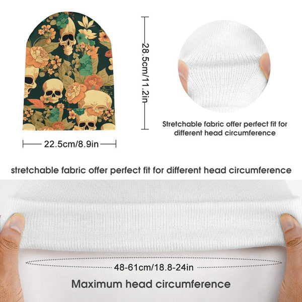 Women's Skull Floral Printed Knitted Hat