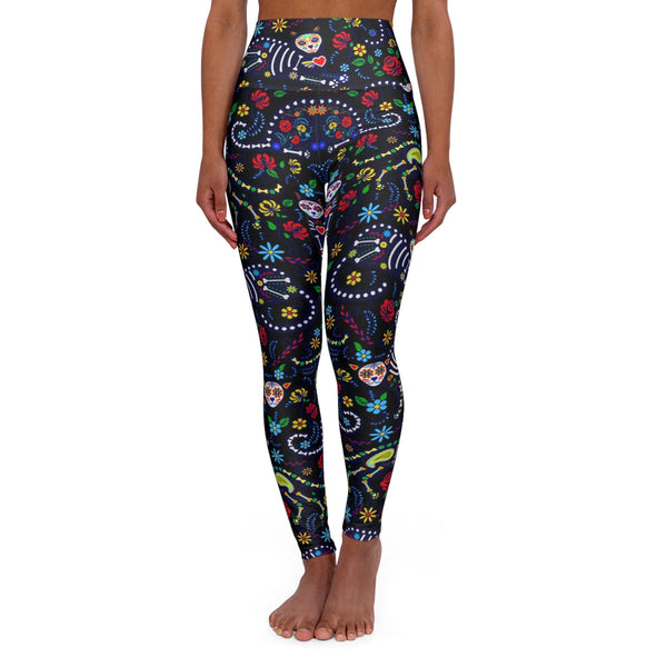 Sugar Skull Cat Floral High Waisted Yoga Leggings – Everything