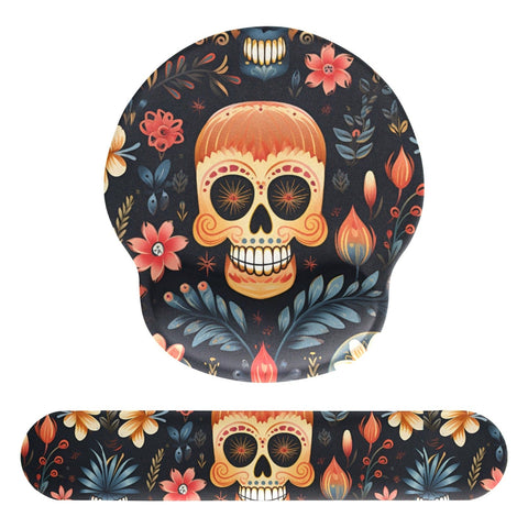 Skull Floral Mouse Pad and Hand Rest Set