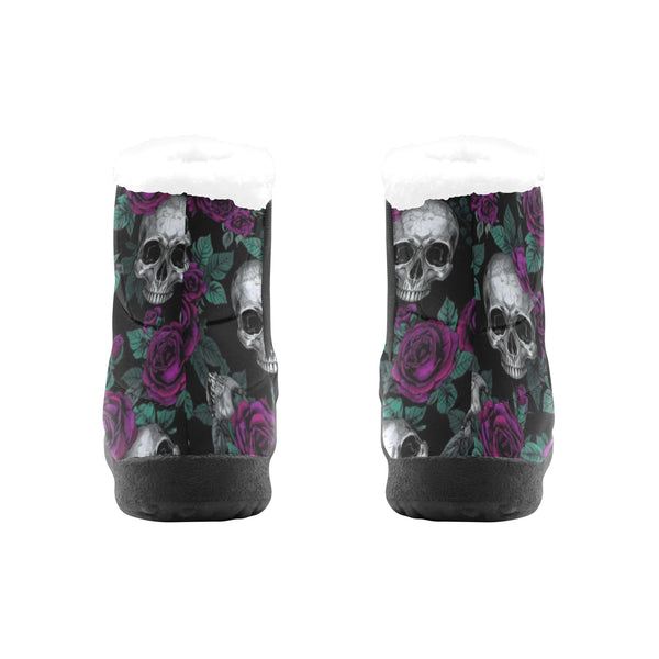 Women's Skulls Surrounded By Roses Padded Boots