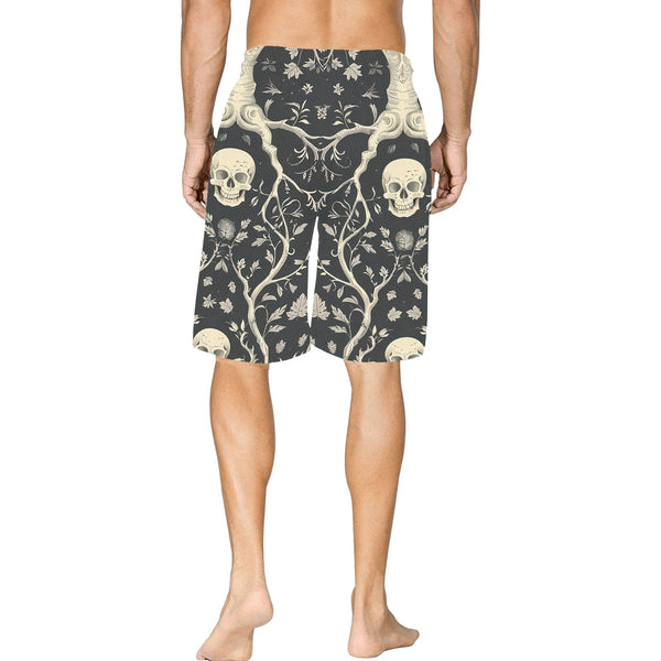 Men's Skulls With Tree Trunks And Leaves Basketball Shorts