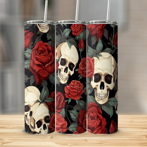 Red Roses And Skulls Stainless Steel 20oz Tumbler skull