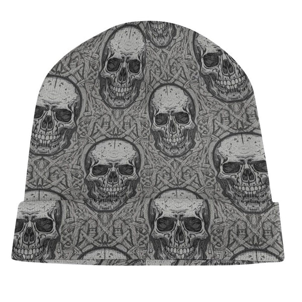 Gray Skulls Tribal Pattern Knitted Beanie
