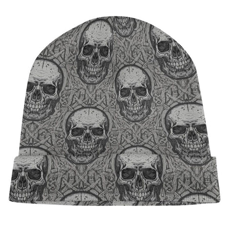 Gray Skulls Tribal Pattern Knitted Beanie