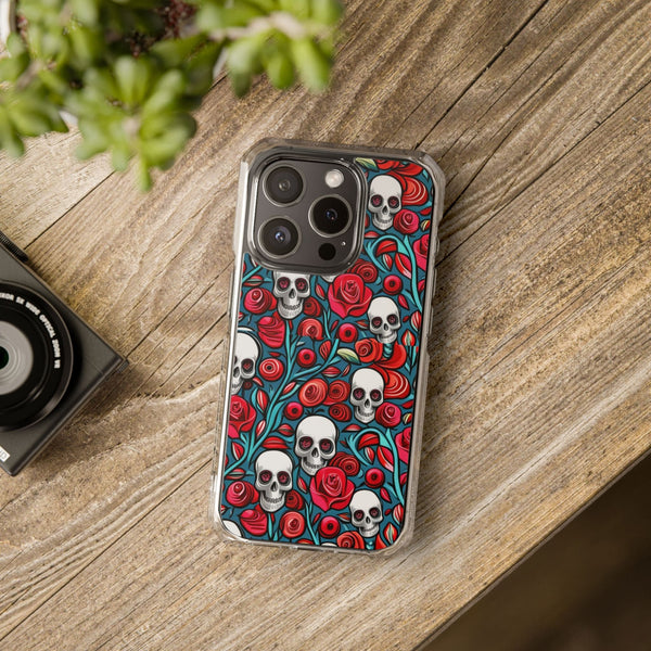 Stunning Red Flower Skulls Magnetic Cases - Protect Your Phone with Style!