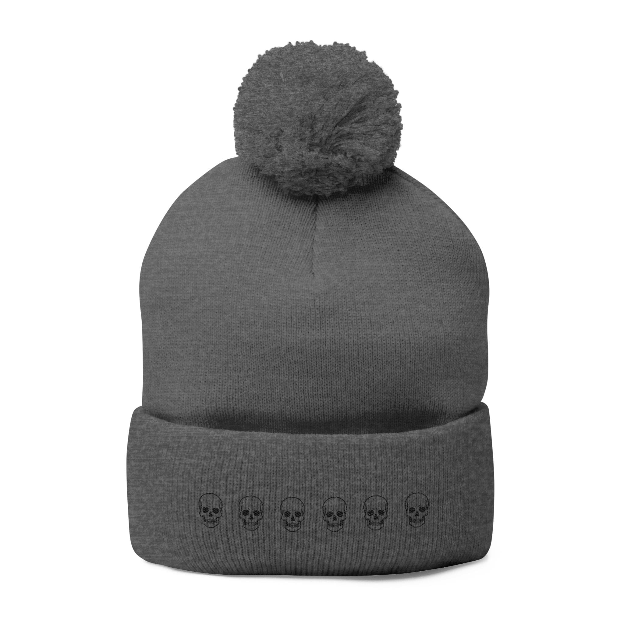 Skull Pom-Pom Knit Cap – Cozy Winter Beanie for Trendy Style