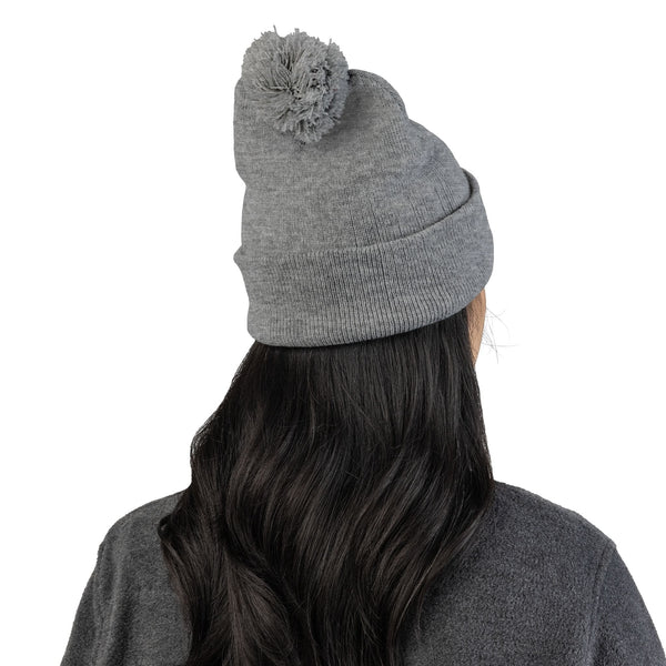 Skull Pom-Pom Knit Cap – Cozy Winter Beanie for Trendy Style