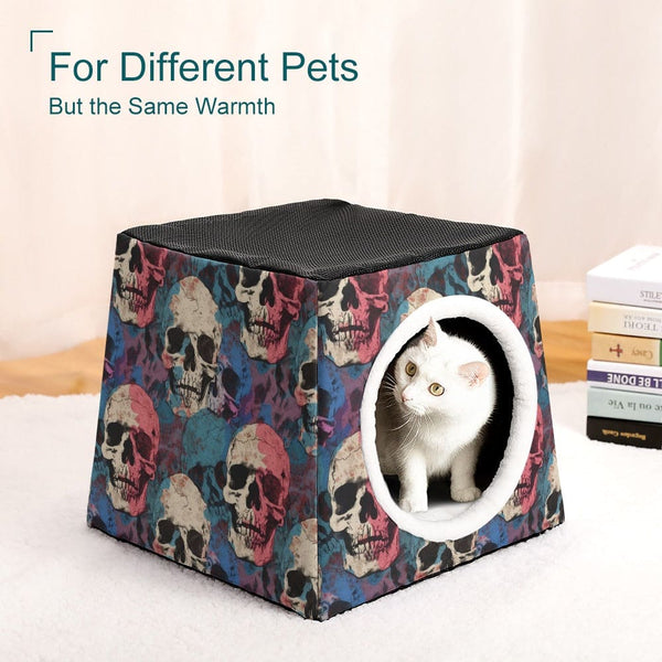 Skulls On Blue Pattern Pet Capsule For Sleeping or Travel