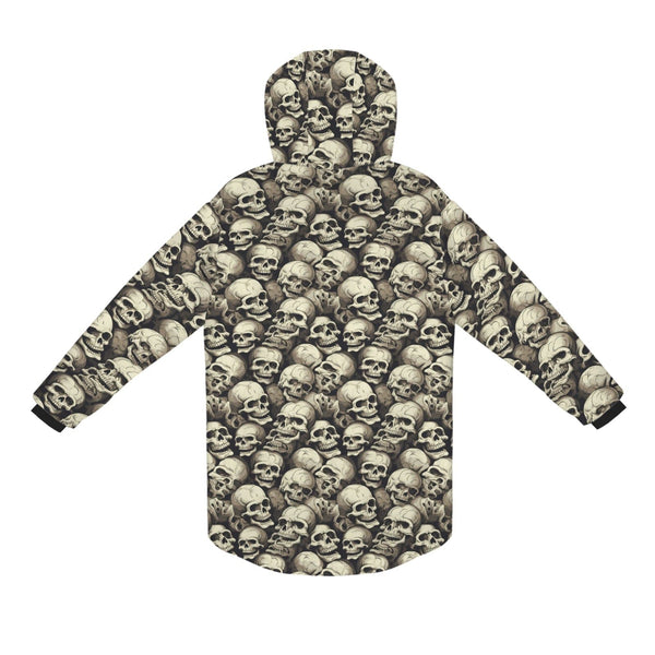 Men's Lots of Skulls Mid Length Hooded Coat