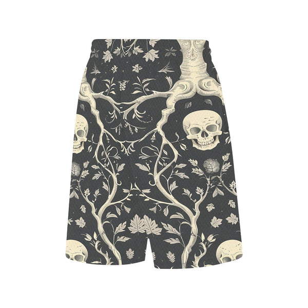 Men's Skulls With Tree Trunks And Leaves Basketball Shorts