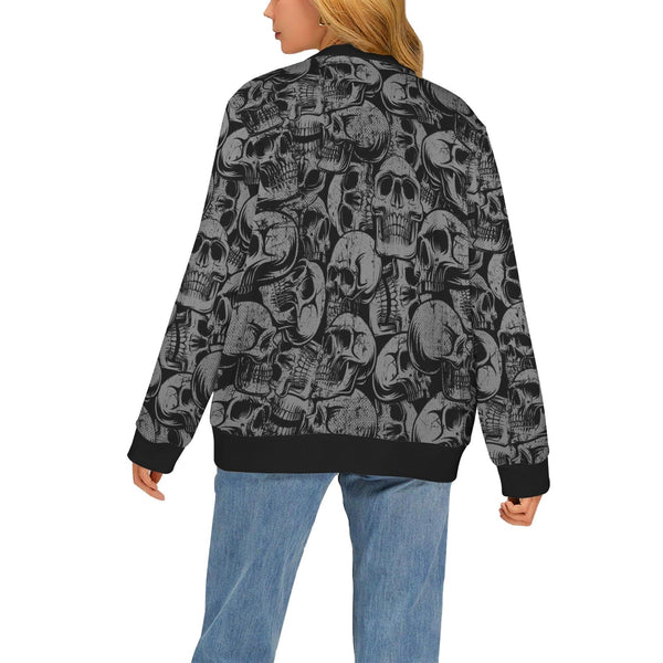 Black Skull Women's Ribbed Cardigan Sweater