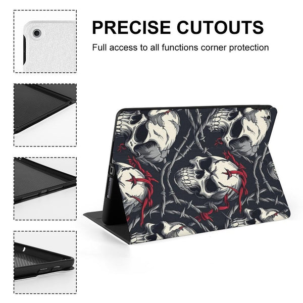 Skulls With Red Barb Wire Protective Case for iPad - Everything Skull Clothing Merchandise and Accessories