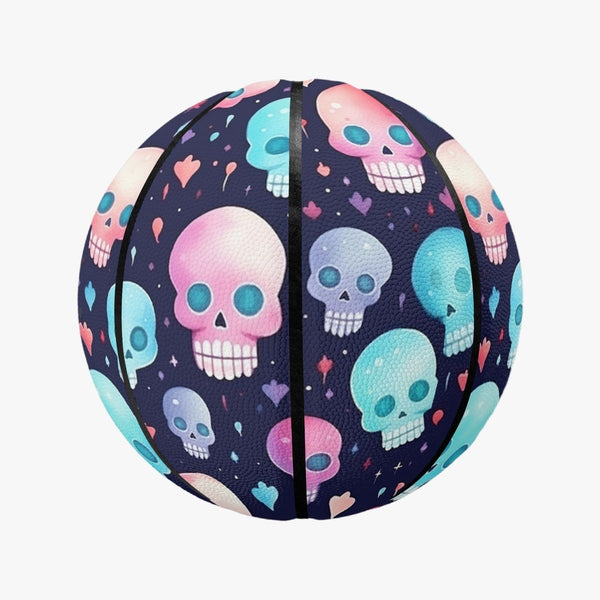 Colorful Pastel Skulls Basketball - Eight Panel Printed