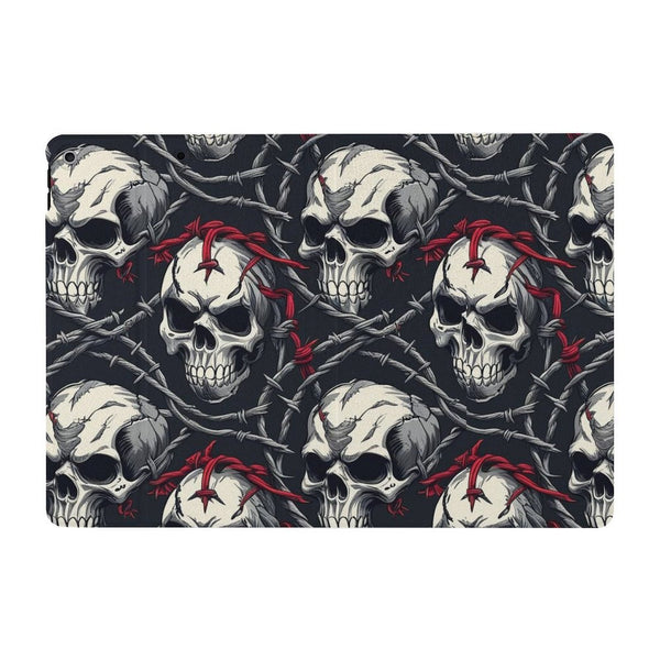 Skulls With Red Barb Wire Protective Case for iPad - Everything Skull Clothing Merchandise and Accessories