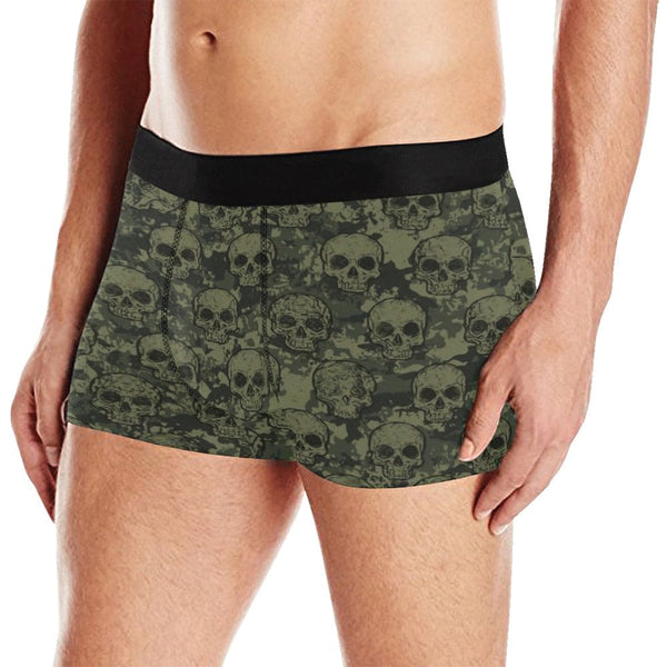 Skulls Army Green and Dark Olive Men's Boxer Shorts