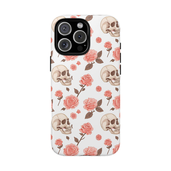 Skull Pink Roses iPhone Tough Cases