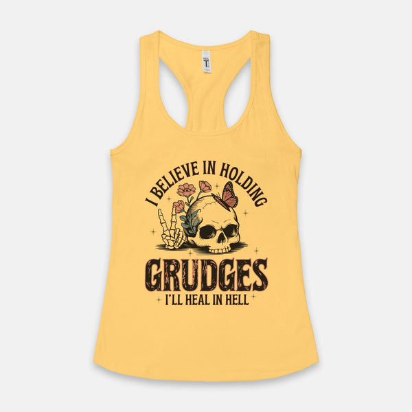 Women's Skull I Believe In Holding... Racerback Tank Top