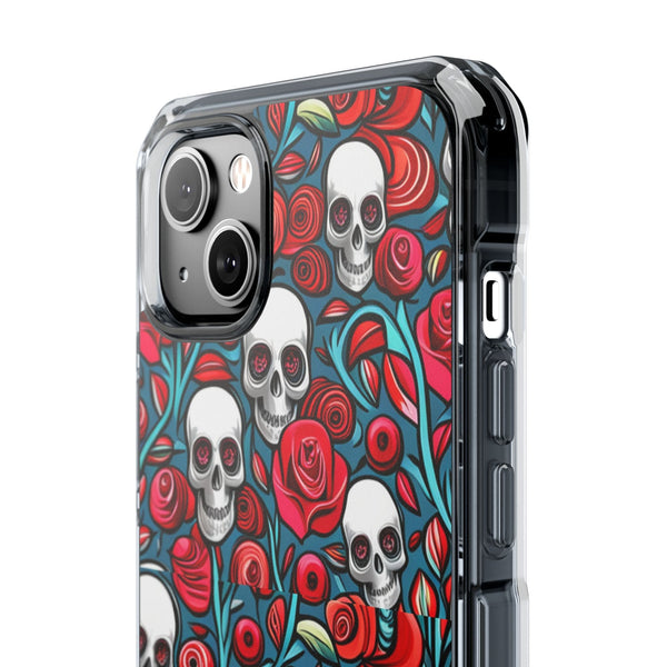 Stunning Red Flower Skulls Magnetic Cases - Protect Your Phone with Style!