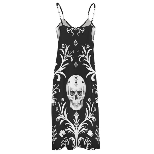 Women's Skull Black And White Ankle Long Dress