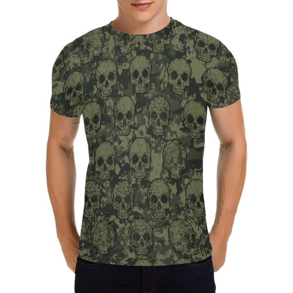 Men's Green Skulls Short Sleeve T-shirt