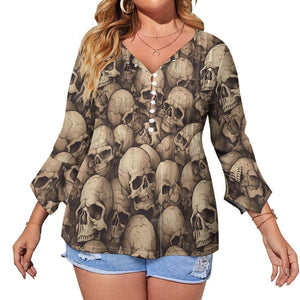 Experience ExquisiteComfort With This Women's Skulls Ruffled Petal Sleeve Blouse