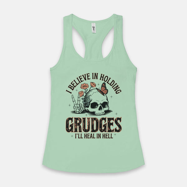 Women's Skull I Believe In Holding... Racerback Tank Top
