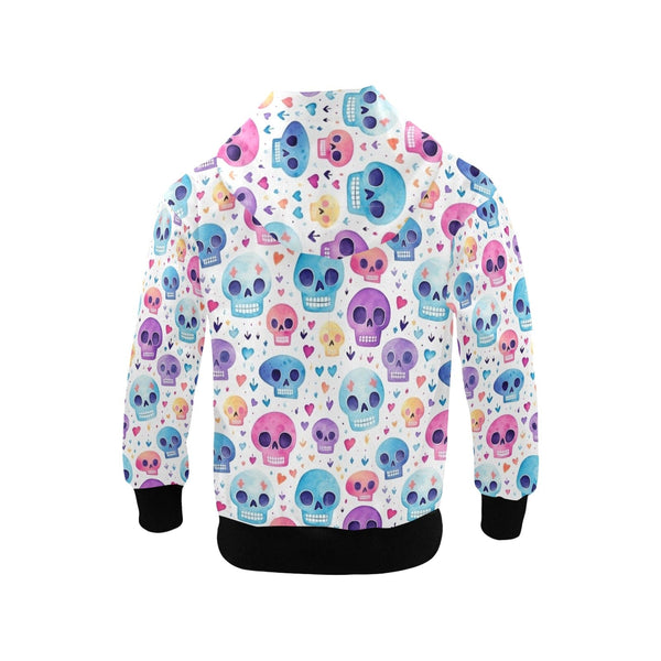 Little Girls Pastel Skulls Zip Up Hoodie