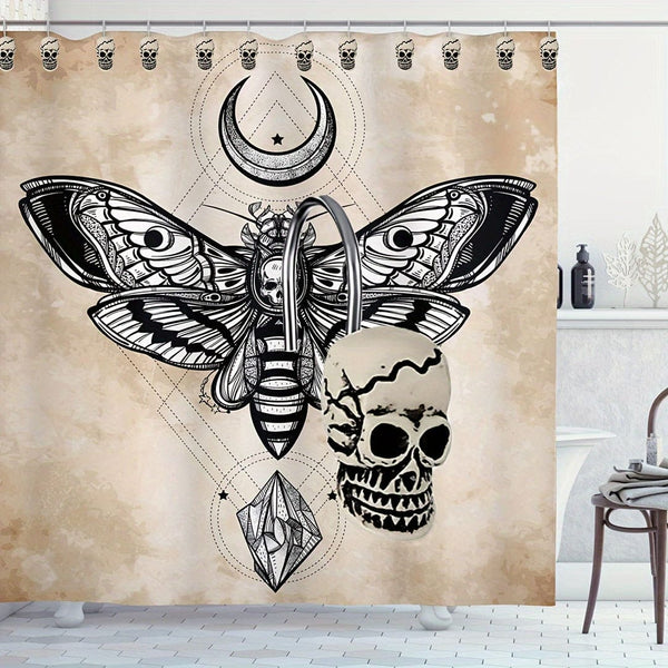 12-Piece Skull Shower Curtain Hooks Decorative Bathroom Decor