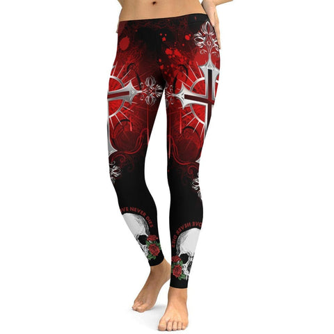 Embrace An Edgy, Sleek Look With Our Ladies Gothic Skull Pattern Yoga Pants