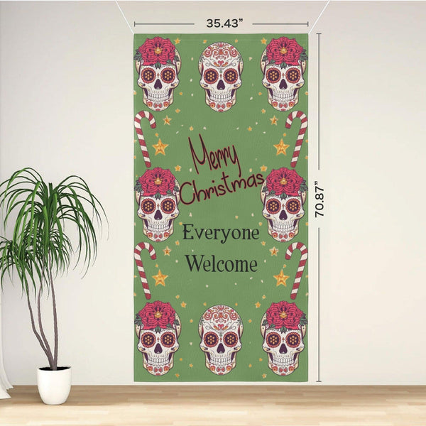 Skulls With Candy Canes - Merry Christmas - Door Banner