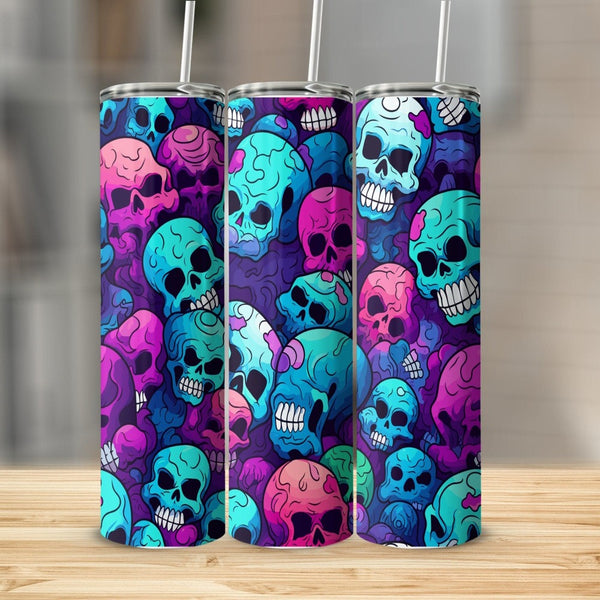 Blue Pink Skulls Stainless Steel 20oz Tumbler skull