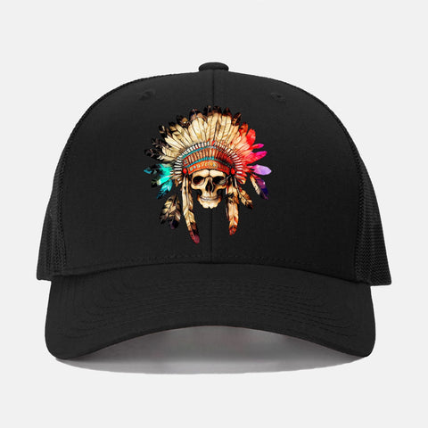 Indian Skull Retro Trucker Hat