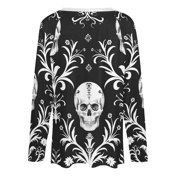 Women's Skull Designed Long Sleeve Loose Top