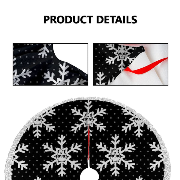 Skull Snowflake Tassel Christmas Tree Skirt