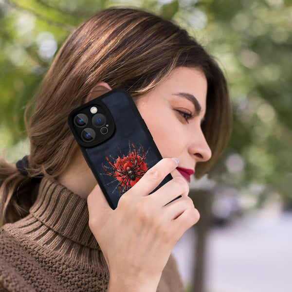 Gothic Spiderweb iPhone15 Pro Max Leather Phone Case