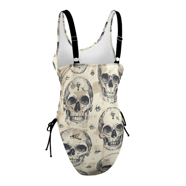 Ladies Gray Skulls One Piece Swimsuit