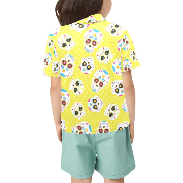 Brighten Up Your Little Girl's Wardrobe With This Cute, Skull Yellow Polo Shirt.