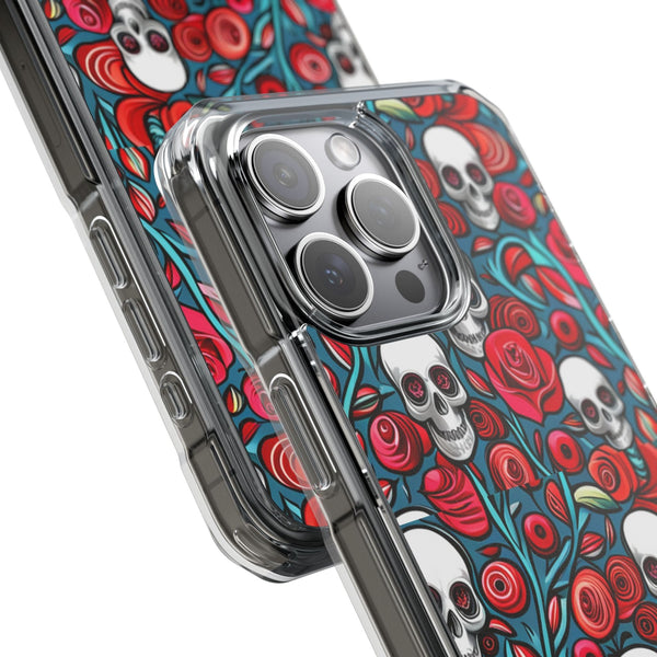 Stunning Red Flower Skulls Magnetic Cases - Protect Your Phone with Style!