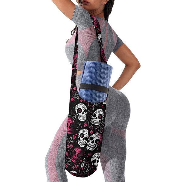 Pink & white Skulls Yoga Mat Storage Bag