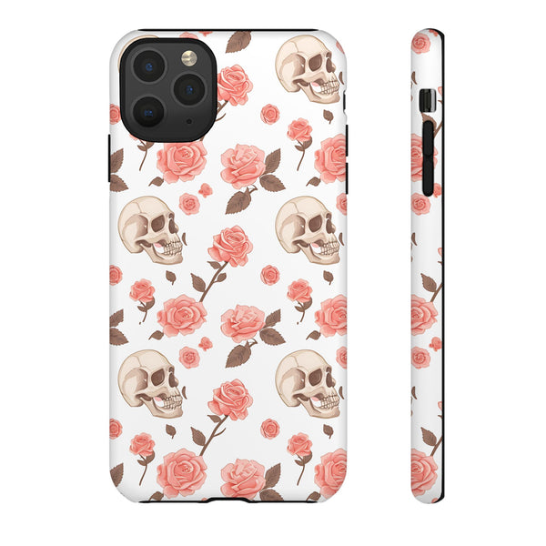 Skull Pink Roses iPhone Tough Cases