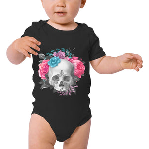 Skull Baby Powder Colors Organic Short Sleeve One Piece Romper