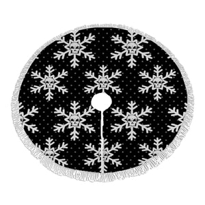 Skull Snowflake Tassel Christmas Tree Skirt