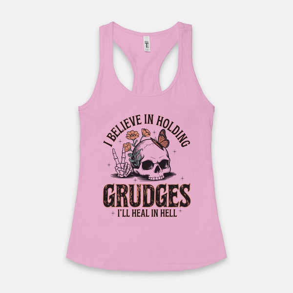 Women's Skull I Believe In Holding... Racerback Tank Top