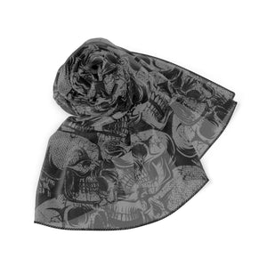 Black Skulls Poly Chiffon or Voile Scarf