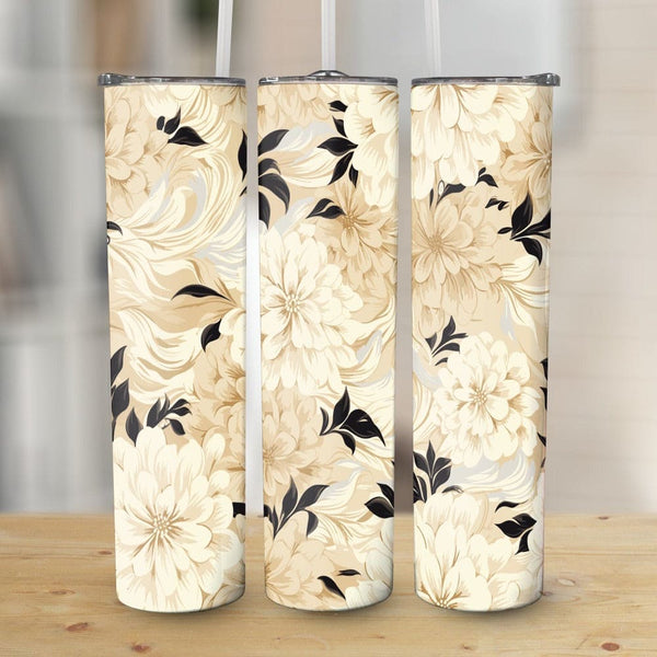 Soft Beigh Flowers Stainless Steel 20oz Tumbler skull