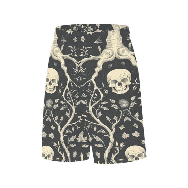 Men's Skulls With Tree Trunks And Leaves Basketball Shorts