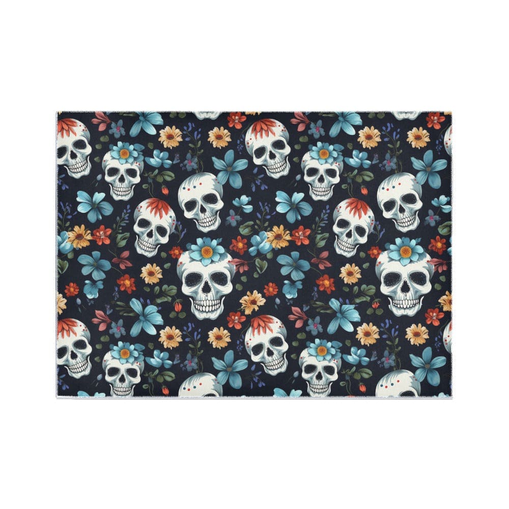 Bring a touch of edgy elegance to your space with the stunning Skulls Floral Area Rug, measuring 7' x 5'!