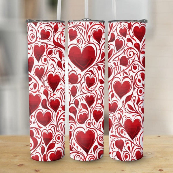 Small Large Red Hearts Stainless Steel 20oz Tumbler skull